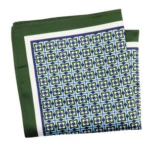 Poszetka Męska ALTIES, Zielono-Turkusowa Wzór Geometryczny, Męska, Elegancka - Alties - Apaszki i szaliki męskie - miniaturka - grafika 1