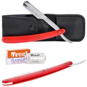 Brzytwy fryzjerskie - Brzytwa fryzjerska barberska do golenia cieniowania trymer uniwersalny na żyletki czerwona - miniaturka - grafika 1