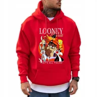 Bluzy męskie - Bluza Unisex LOONEY TUNES Dla Fana Na Prezent Czerwony Rozmiar L - miniaturka - grafika 1