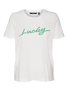 Koszulki i topy damskie - VERO MODA Vmrojaolly Ss Top Box JRS T-shirt damski, Snow White/Print: Lucky, XL - grafika 1