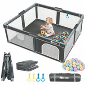 Łóżeczka i kojce - KOJEC DLA DZIECI SKŁADANY PREMIUM 150x180 MATA KULKI KOSZ SZYBKIE SKŁADANIE - miniaturka - grafika 1