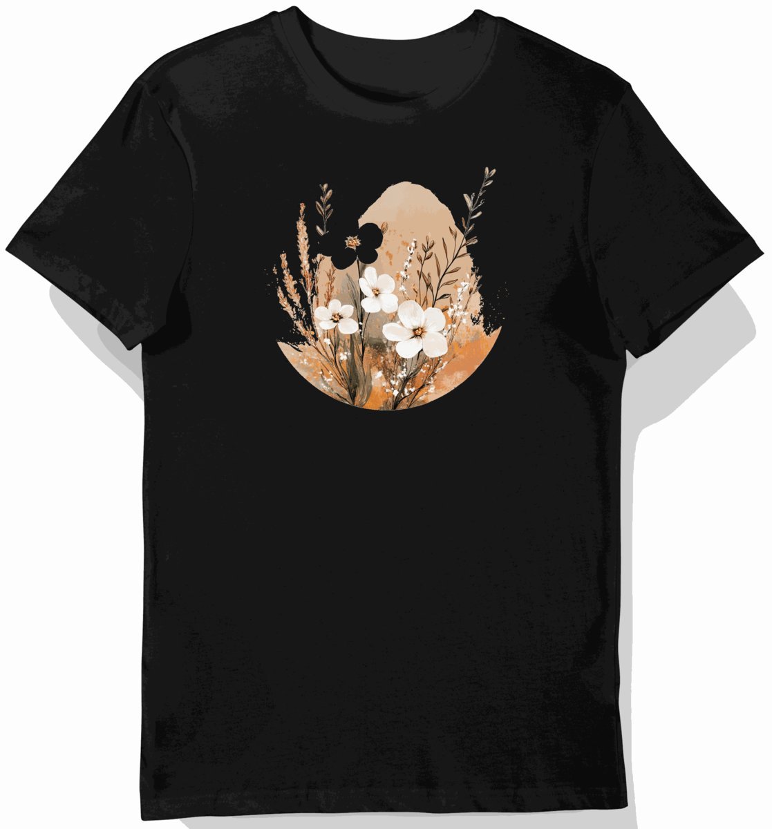 Koszulka męska czarna z motywem pustyni i kwiatu gruszy XL