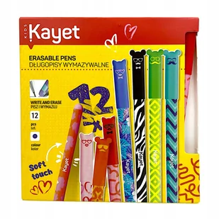 Kayet Dłudopisy wymazywalne niebieskie MISIE W OKULARACH 12szt - Przybory szkolne - miniaturka - grafika 1
