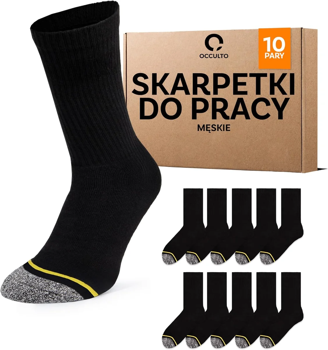 SKARPETY MĘSKIE WYSOKIE CZARNE BAWEŁNA 10 PAR
