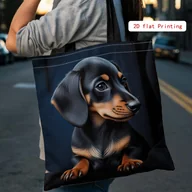 Torebki damskie - TEMU Damska Torba Tote z Uroczym Nadrukiem Jamnika - Duża Pojemność, Wielokrotnego użycia Zapinana na Ramię do Szkoły Pracy Na Codzień i Imprezy - miniaturka - grafika 1