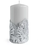 Świece - Świeca MONSTERA NEW walec średni 8x16cm parafinowa szara - miniaturka - grafika 1
