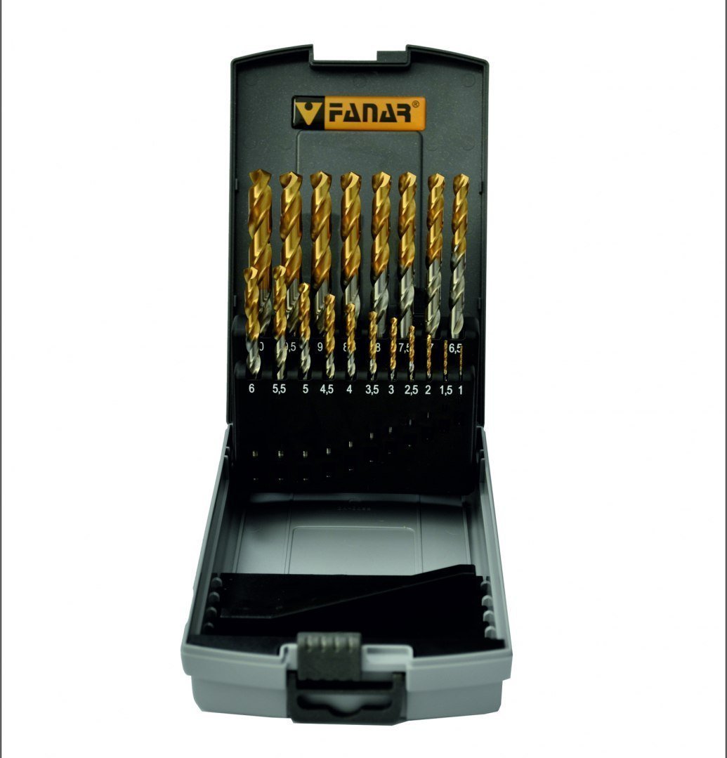 Fanar Wiertło WIERTLA ZESTAW NWKA FI 1,00-10,00MM 19PC CZW-19 HSSE TIN INOX