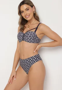 Granatowe Bikini Biustonosz z Ozdobnymi Paskami i Majtki Figi Linadora - Stroje kąpielowe - miniaturka - grafika 1