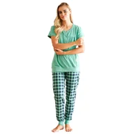 Piżamy damskie - Piżama damska ze spodniami w kratkę w kolorze wasabi doctor nap  -s - miniaturka - grafika 1