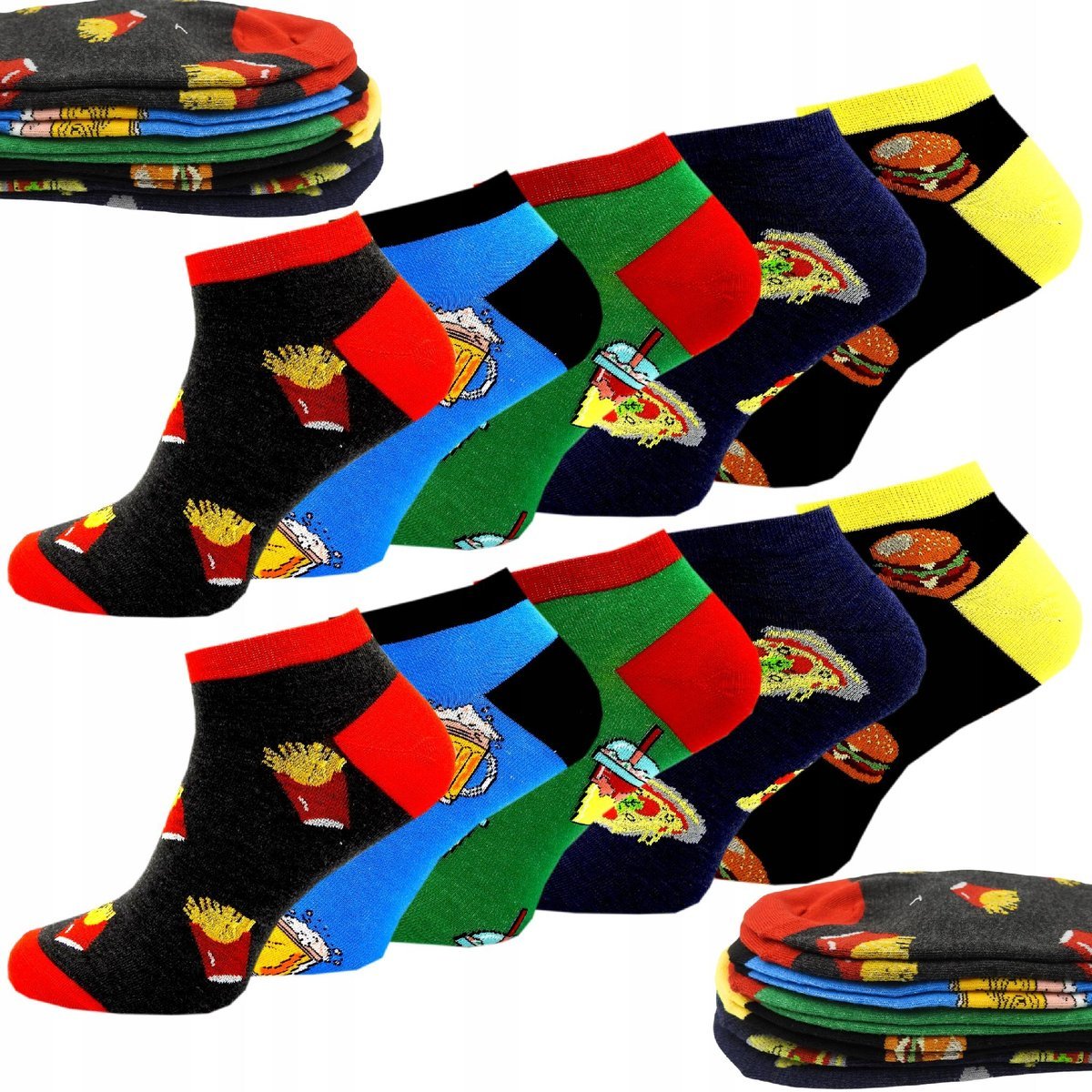 10x Stopki Kolorowe Męskie Bawełniane Skarpetki Skarpety Krótkie 44/46