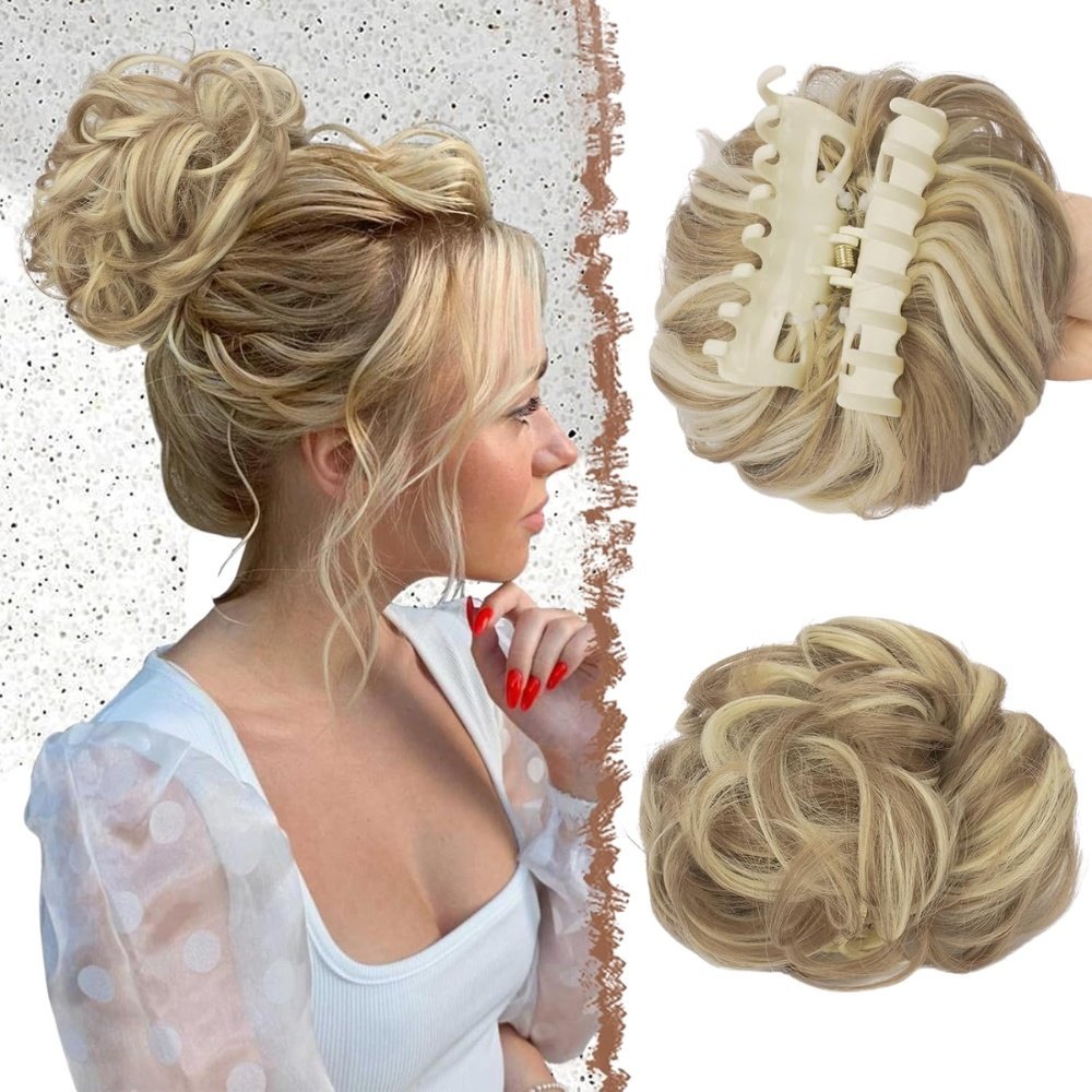 FESHFEN Spinka do Messy Bun - Kok z Klipsem, Blond