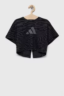Koszulki dla dziewczynek - adidas t-shirt dziecięcy kolor czarny - grafika 1