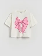 Koszulki dla dziewczynek - Reserved - Luźny t-shirt z nadrukiem - złamana biel - miniaturka - grafika 1