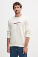 Bluzy męskie - Pepe Jeans bluza męska kolor beżowy z nadrukiem PM5800011 - miniaturka - grafika 1
