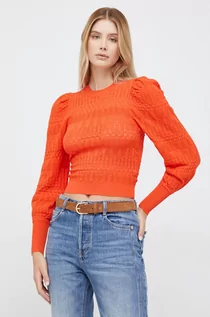 Swetry damskie - Desigual sweter damski kolor pomarańczowy lekki - grafika 1