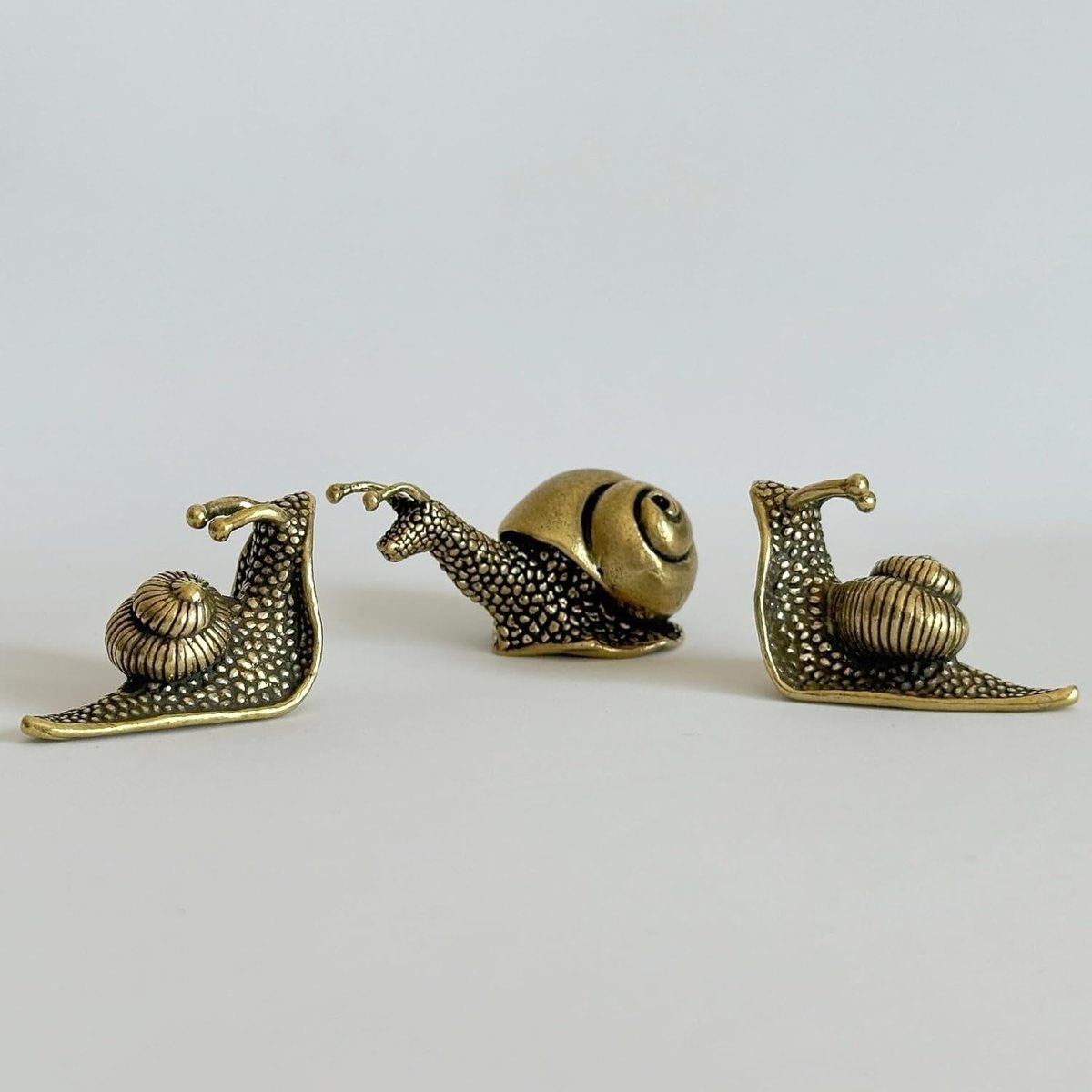 3-częściowa mosiężna figurka ślimaka, dekoracja domu w stylu retro, miniaturowa miedziana figurka ślimaka, do salonu i na biurko, dekoracja ogrodu, ..