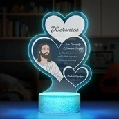 Pamiątka Pierwszej Komunii Świętej - Lampka LED L z nadrukiem na szkle akrylowym dla dziewczynki na komunię - miniaturka - grafika 1