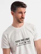Koszulki męskie - Męski t-shirt z nadrukiem i okrągłym dekoltem biały V1 OM-TSFP-0187 M - miniaturka - grafika 1