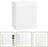 Kosze na bieliznę - The Living Store Bambusowy kosz na pranie z 1 komorą Biały 83 L - miniaturka - grafika 1