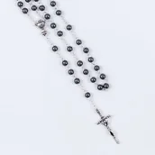 Pamiątka Pierwszej Komunii Świętej - Różaniec - Pierwsza Komunia Święta - 6 mm - hematyt - Ematite - miniaturka - grafika 1