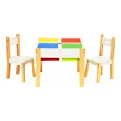 Stoliki dla dzieci - ECOTOYS Drewniane meble dla dzieci zestaw stół +2 krzesła 1715 - miniaturka - grafika 1