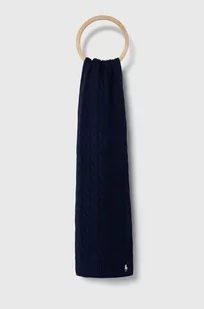 Polo Ralph Lauren szalik bawełniany kolor granatowy gładki - Apaszki i szaliki damskie - miniaturka - grafika 1