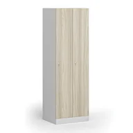 Szafki BHP - Szafka ubraniowa, 2-drzwiowa, 1850 x 600 x 500 mm, zamek cylindryczny, drzwi laminowane, dąb naturalny - miniaturka - grafika 1