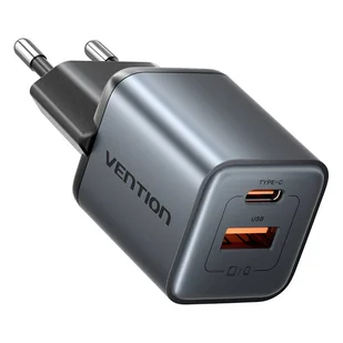 Ładowarka GaN Vention USB-C + USB-A 30W (Szara) - Ładowarki do telefonów Ładowarka GaN Vention USB-C + USB-A 30W (Szara) - Ładowarki do telefonów - miniaturka - grafika 1