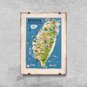 Plakaty - Plakat vintage Obrazowa mapa Tajwanu - miniaturka - grafika 1