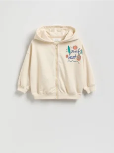 Reserved - Rozpinana bluza z kapturem - złamana biel - Bluzy i sweterki niemowlęce - miniaturka - grafika 1