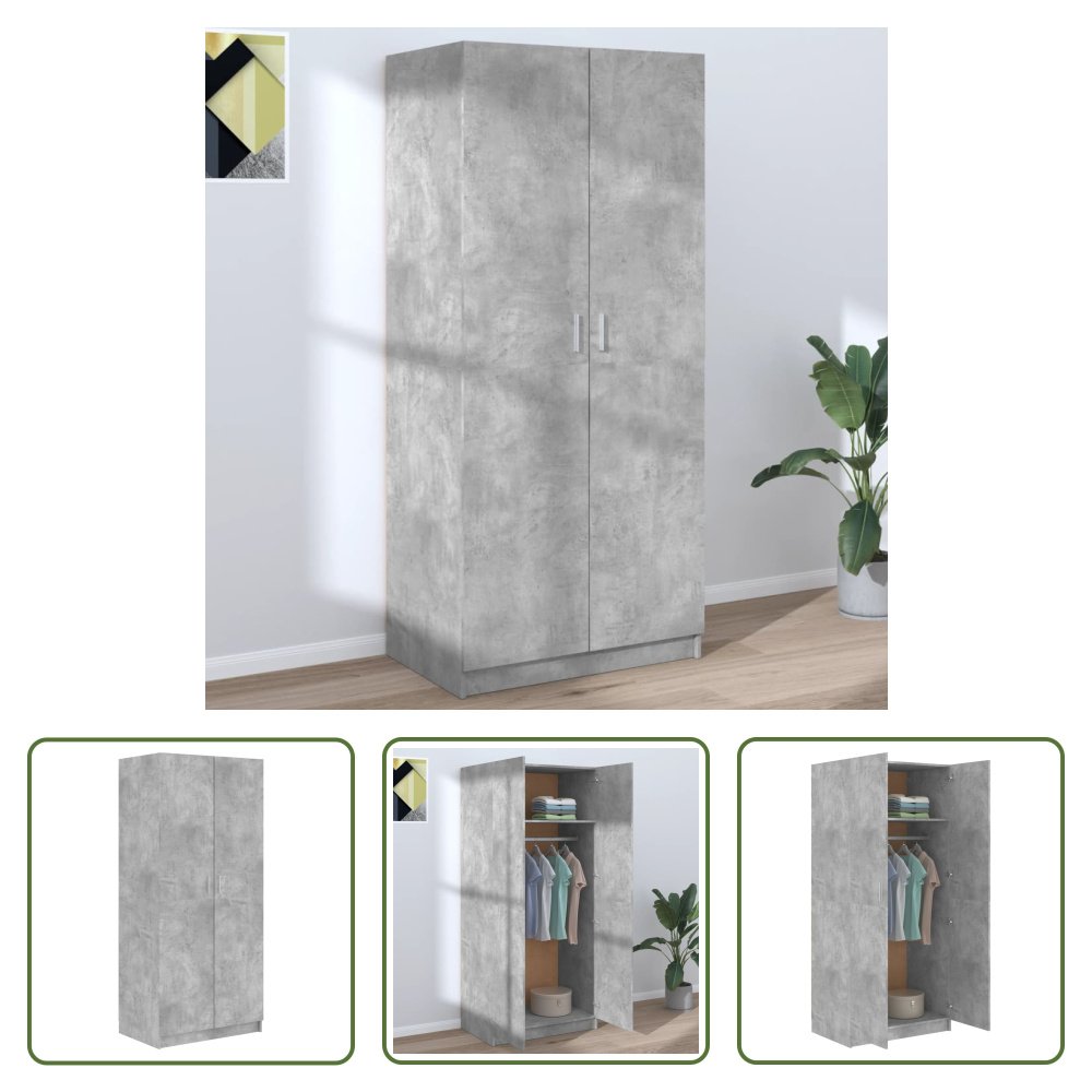 The Living Store Szafa betonowa szara 80x52x180 cm materiał drewnopochodny