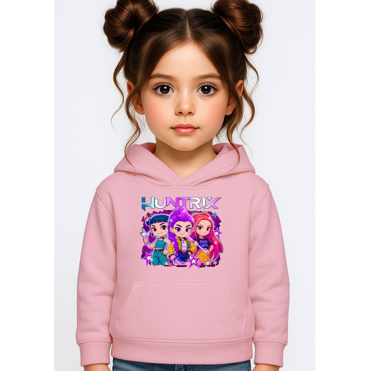 BLUZA DZIECIĘCA K-POPOWE ŁOWCZYNIE DEMONÓW HUNTRIX 146-152 Z KAPTUREM