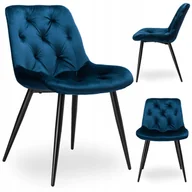 Krzesła - Krzesło Welurowe Tapicerowane Pikowane Loft Metal Do Jadalni Kuchni Biura - miniaturka - grafika 1