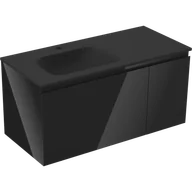 Szafki łazienkowe - Mexen Orio szafka łazienkowa 90 cm z umywalką Vela lewą, 1S, 1D, czarna połysk/czarna mat - 91A13-09047-3-BBFF70-W23L71 - miniaturka - grafika 1