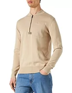 Bluzy męskie - G-STAR RAW, Męska bluza Half Zip Pocket Knitted, Beżowy (Dk Brick C868-1214), XL - miniaturka - grafika 1