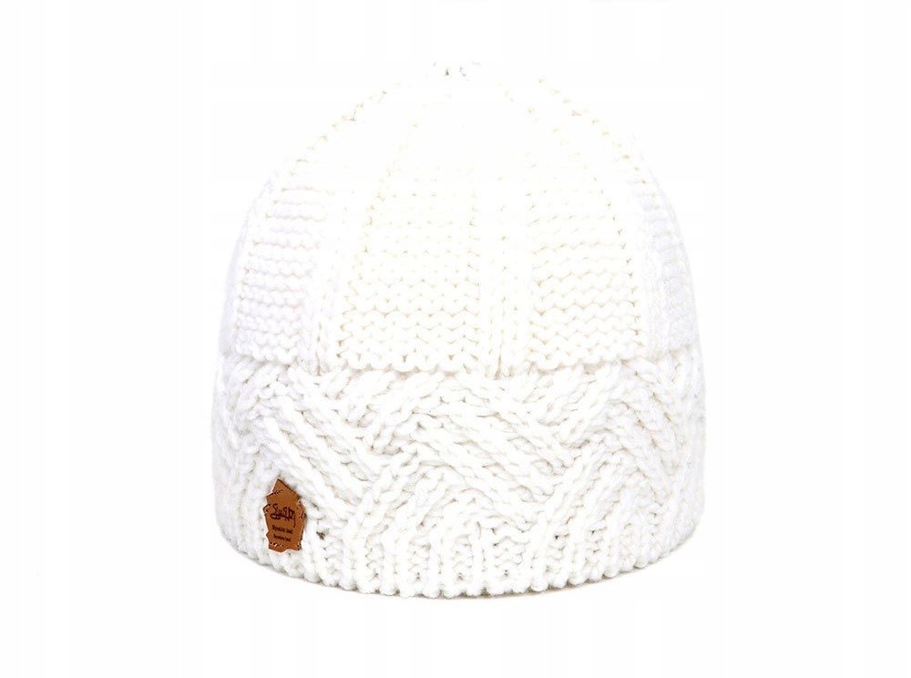 biała CZAPKA damska ciepła zimowa komfortowa na zimę handmade