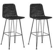 Krzesła - Beliani Zestaw 2 krzeseł barowych rattanowy czarny CASSITA - miniaturka - grafika 1