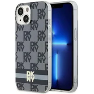 Etui i futerały do telefonów - Oryginalne Etui IPHONE 13 / 14 / 15 DKNY Hardcase IML Checkered Mono Pattern & Printed Stripes MagSafe (DKHMP15SHCPTSK) czarne - miniaturka - grafika 1