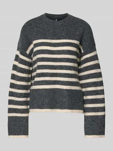 Sweter z prążkowanej dzianiny o kroju relaxed fit model ‘LINE’ - Swetry damskie - miniaturka - grafika 1
