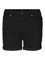 Spodenki damskie - VERO MODA Damskie szorty VMLUNA MR FOLD Mix GA NOOS, czarne, S, czarny, S - miniaturka - grafika 1