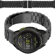 Akcesoria do smartwatchy - Bizon Pasek ze stali nierdzewnej Strap Watch Aura 26 mm do smartwatcha, czarny - miniaturka - grafika 1
