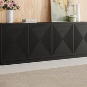 Komody - Komoda 4-drzwiowa z MDF - Czarny - MEZULIA - miniaturka - grafika 1