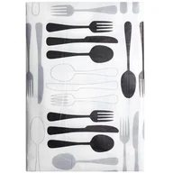 Obrusy i serwetki - Obrus winylowy FORK 150 x 180 cm biało-czarny - miniaturka - grafika 1