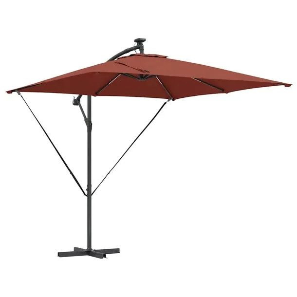 Parasol plażowy z paskami LED terakota 249 x 249 x 250 cm