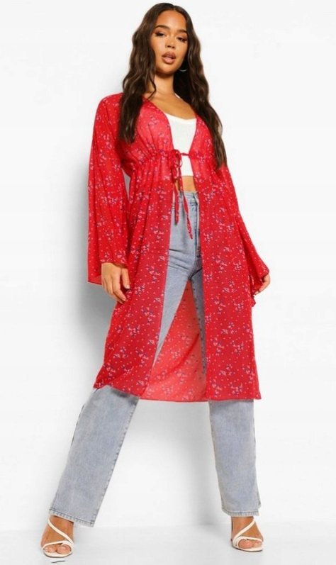 BOOHOO NARZUTKA DAMSKA CZERWONA Z WIĄZANIEM M YHA