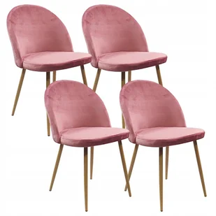 4 krzesła Denwer Velvet różowe welur - Krzesła - miniaturka - grafika 1