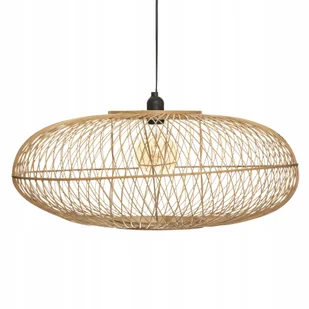 Lampa Wisząca Sufitowa Lekka Bambusowa Ażurowa Beżowa E27 25X60 CM - Lampy sufitowe - miniaturka - grafika 1
