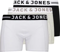 Majtki męskie - JACK&JONES bokserki męskie, 3-pak - SENSE TRUNKS, bawełna stretch czarny/szary/biały XL - miniaturka - grafika 1
