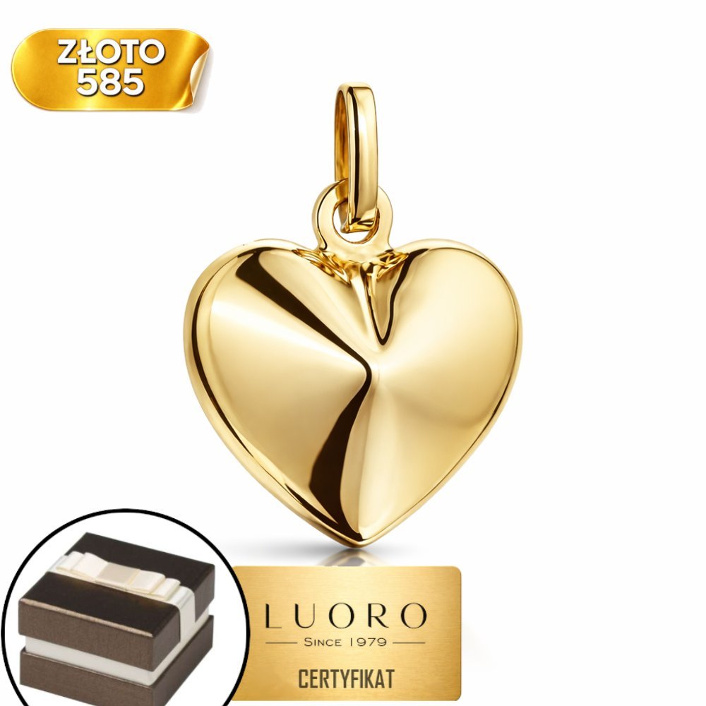 ZAWIESZKA ZŁOTA 585 14K SERCE 3D GŁADKIE 16 MM ELEGANCKA KLASYKA
