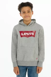Bluzy damskie - Levi's Levi's Bluza dziecięca kolor szary z kapturem z nadrukiem - grafika 1